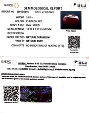 5.82/CT Natural Neo Burma Ruby with Govt. Lab Certificate (2331)